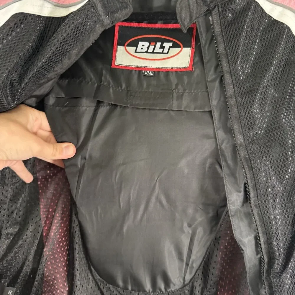 BILT Motorcycle Jacket Women's Medium Black Pink Full Zip Padded Pockets